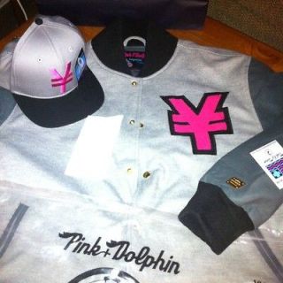 2xl Pink Dolphin YFG+ Varsity Jacket AND matching YFG Strapback YFG 