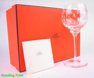   HERMES PARIS Fanfare Cristal Crystal Wine Glass Tableware W / Box
