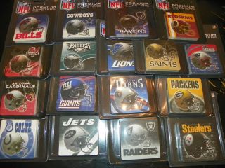 NEW NFL 10 Pack of Reusable Premium Drink Coasters   15+ TEAMS 