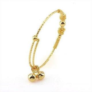   Gold Filled Baby Children 2 Bell Bangle Bracelet_Nickel And Lead Free