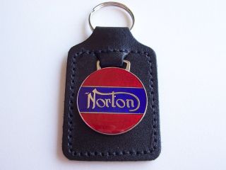 NORTON LEATHER KEY CHAIN RING FOB MADE IN ENGLAND