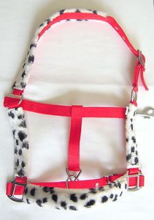 NYLON HORSE HALTER RED WITH BLACK AND WHITE FLEECE TRIM NEW HORSE TACK