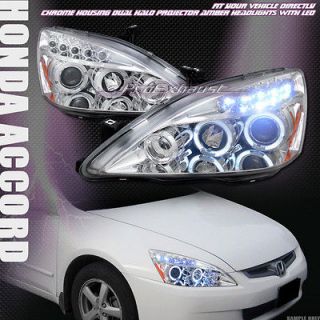 CHROME DRL LED HALO RIMS PROJECTOR HEAD LIGHTS LAMPS SIGNAL 03 07 