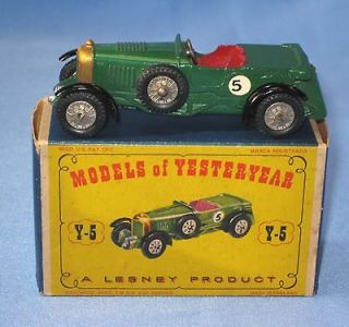 Matchbox Models of Yesteryear Y 5 green 1929 Le Mans Bentley, vintage 
