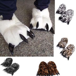 Fashion Animal Paw Slippers Warm Soft Adorable Winter indoor Shoes 