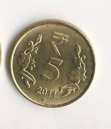 INDIA 2011 5 RUPEES UNC RUPEE SYMBOL COIN FOR SALE.