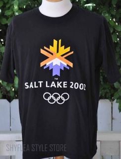 Salt Lake City 2002 Winter OLYMPICS XL Black T Shirt Official 