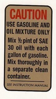 CLINTON ENGINE Decal/ Caution & Gas Oil Mixture