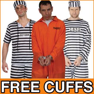   Robber Mens Stag Fancy Dress Prisoner Suit Uniform Party Adult Costume