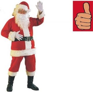 Christmas   Santa Claus Suit w/ Beard & Wig   Flannel   Adult   Size 