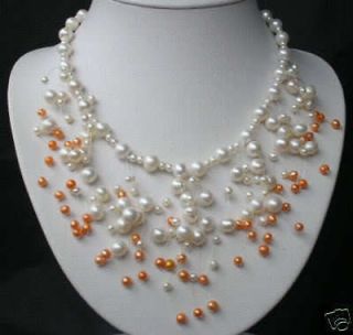 Charming Jewelry white/orange pearl necklace 18