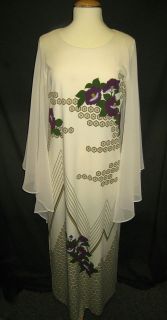 VINTAGE 1960S  70S ALFRED SHAHEEN BOHO MAXI BUTTERFLY GODDESS DRESS