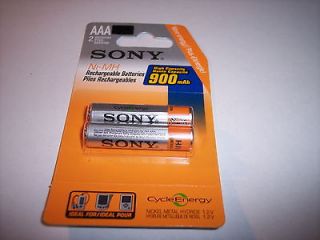 batteries NEW SONY 2 PACK AAA Ni MH RECHARGEABLE 900mAh BATTERIES 