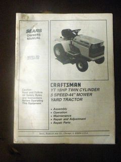   CRAFTSMAN YT 18HP 44 MOWER TRACTOR PARTS AND OWNERS MANUAL 917.254720