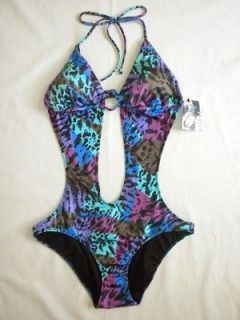 NWT Victorias Secret Sexy Monokini Swimsuit M Colorful Leopard Print 