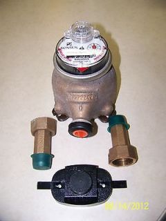   Brass Water Meter 5/8 x 3/4 with 1 Touch Read Pad and couplings