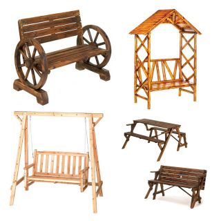 Wood Outdoor Furniture Gazebo Bench Wagon Wheel Loveseat Convertible 