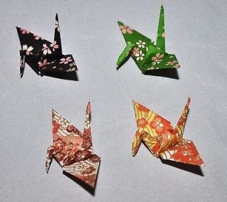 100 ORIGAMI CRANES  3”CHIYOGAMI PAPERS BEAUTIFUL / FLOWER 4 COLORS