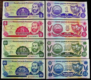 Central America NICARAGUA Currency  1,5,10,25 Centavos   Set of 4 