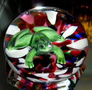 BOB ST. CLAIR AMERICAN MID CENTURY ART GLASS FROG MAGNUM PAPERWEIGHT