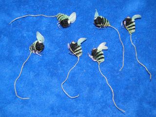   BUMBLE BEES IN BLACK AND LT GREEN CRAFT PARTY DECOR PACKAGE OF 6