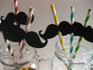   Imperial Style Mustache Straws 28 Different Colors Paper Party Straws