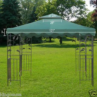 New 10x10 Replacement Gazebo Patio Canopy Top 2 Tier Green Cover 