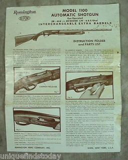  Model 1100 Automatic Shotgun Instruction Folder and Parts List