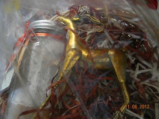 Christmas Gift Basket with Gold reindeer Great Holiday gift basket