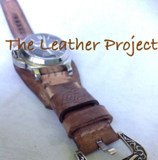   Logo Natural Calf Vintage Bund Strap Band for Panerai or big watch