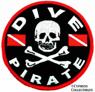 DIVE PIRATE iron on PATCH SCUBA DIVING skull crossbones