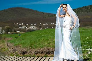 NWT 2T Chapel Bridal Wedding Veil Cut Edge VE206 white ivory NEW