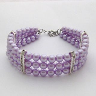 Rows purple dog pearls necklace,pet collar,dog jewelry