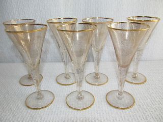 Vintage GOLD SPECKLED STEMMED SHERRY WINE GLASSES