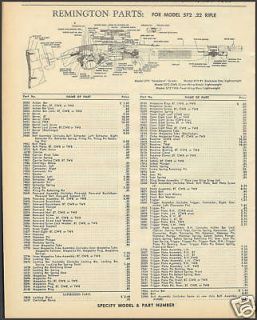 1962 REMINGTON 572 RIFLE Parts List Info Ad