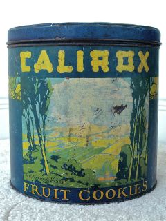 Vintage 8 Calirox Fruit Cookies Tin California Mission Art & Crafts 