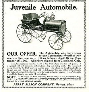 1907 AD   IRON Wheeled PEDAL CAR with Crank. Miniature Kids WINTON 