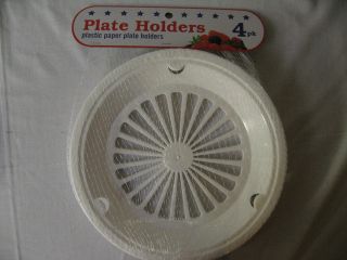 Plastic Paper Plate Holders 4 Per Package White 3 Tab New