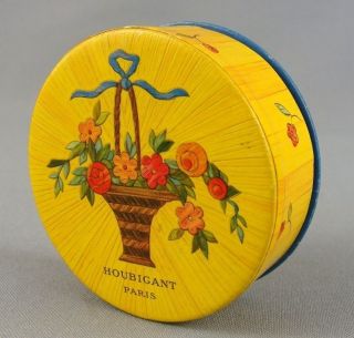 VINTAGE FRANCE PARIS HOUBIGANT CARDBOARD FLOWER BASKET WOMENs VANITY 