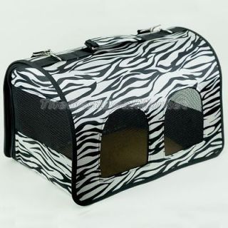 Zebra Pattern Zip Foldable Pet Carrier Dog Cage Puppy House 4 Colors U 