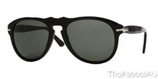 NWT PERSOL 649 SUNGLASSES 95/58 BLACK POL. SIZE 52 100% authentic and 