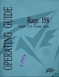 PEAVEY RAGE 158 SINGLE UNIT GUITAR AMP OPERATING GUIDE, 1992