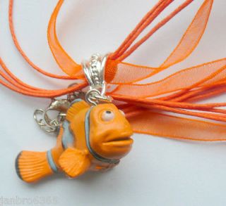Kawaii Cute Finding Nemo Charm Pendant on matching Organza & Cord 