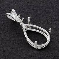     16x12mm) Pear Accented Pre notched Sterling Silver Pendant Setting