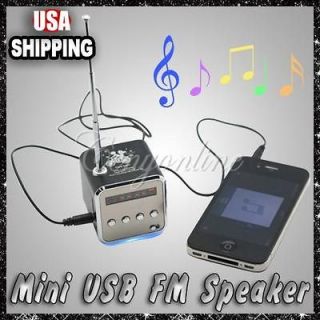   Micro SD TF USB Mini Stereo Speaker Music Player FM Radio PC  Black