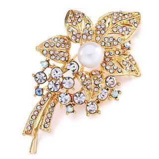   WITH APRIL BIRTHSTONE CLEAR CRYSTAL AND PINS PEARL BROOCH PIN O28
