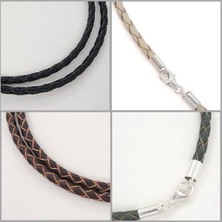   3mm Braided Genuine Leather Cord Necklace/Brace​let Lobster Clasp