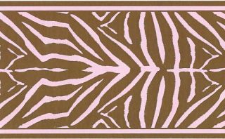 PINK AND BROWN ZEBRA SKIN PEEL N STICK BORDER QA4W0507