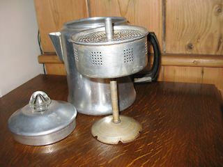 VINTAGE ALUMINUM COFFEE POT~CAMPING~4 CUP PERCOLATOR~COMPLETE