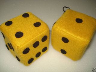 Fuzzy Gold and Black Car Dice 3 Inches